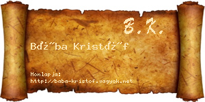 Bába Kristóf névjegykártya