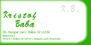 kristof baba business card